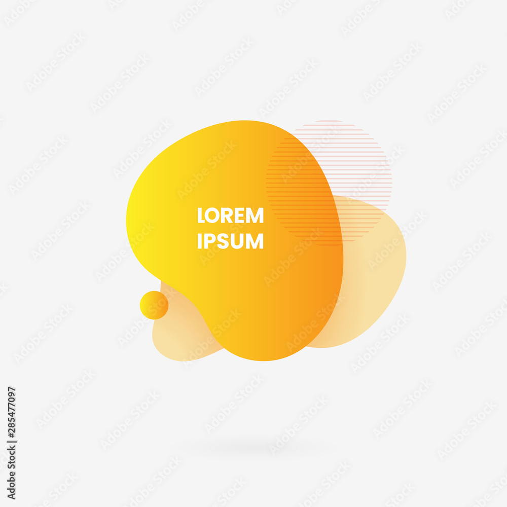 Poster liquid geometric abstract modern background graphic element. fluid dynamic shape yellow gradient col