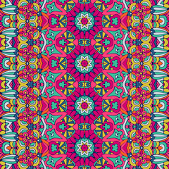 Abstract festive colorful floral vector ethnic tribal pattern