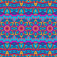 Fototapeta na wymiar Vector seamless pattern flower colorful mexican art