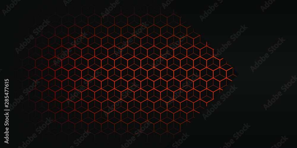 Poster black background with orange hexagonal pattern