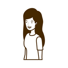 silhouette of young woman smiling in white background