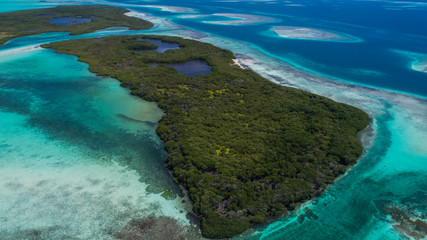 Fototapeta na wymiar Aerial View Island Landscape Los Roques