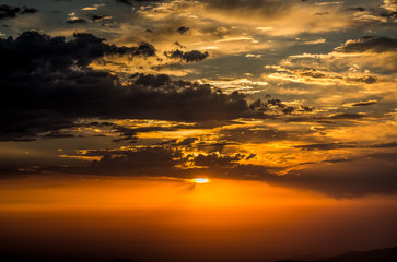 Fototapeta na wymiar Sierra Sunset Over Central Valley from Moro Rock - 3