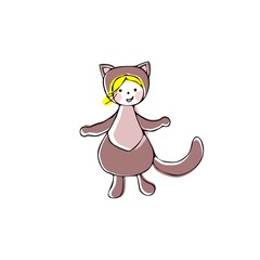 Vector illustration.  Suit for a party. Halloween costumes. Fancy dresses. Cat.