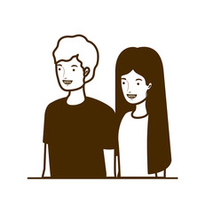 silhouette of couple of people smiling on white background