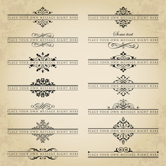 Vector collection of various calligraphic ornate headpieces