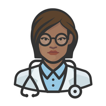doctor black female avatar icon