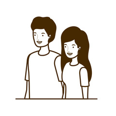 silhouette of couple of people smiling on white background