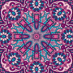 Mandala Hand drawn background. Oriental, Arabic, Indian, abstract doodle and floral motifs.