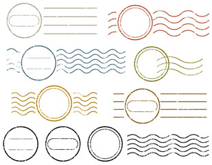 Circle Blank postal and line stamps set.illustration vector