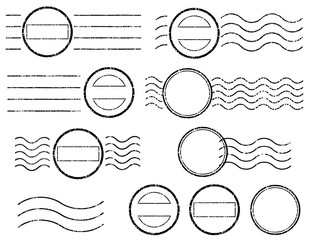 Circle Blank postal and line stamps set.illustration vector