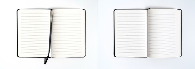 Notebook mock up with clean black blank for design and advertising. Notepad with chromed spring and...