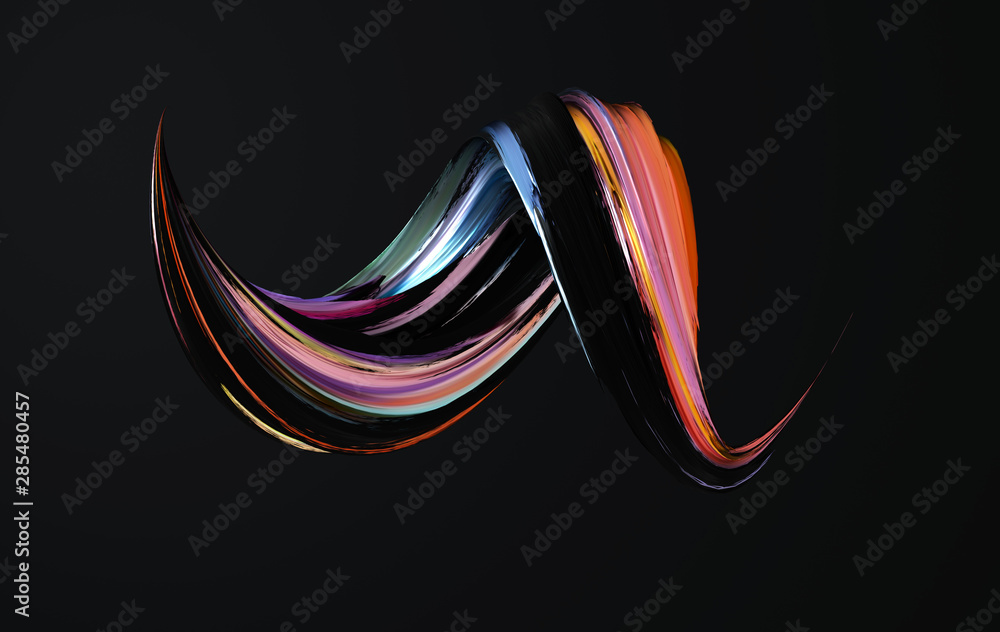 Aufkleber colorfull dynamic abstract twisted shape. 3d render vawe, spiral. computer generated geometric illus