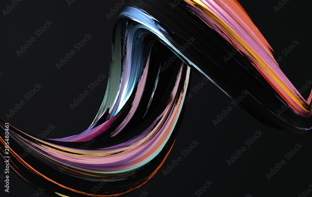 Aufkleber colorfull dynamic abstract twisted shape. 3d render vawe, spiral. computer generated geometric illus