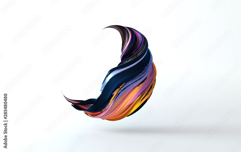 Aufkleber colorfull dynamic abstract twisted shape. 3d render vawe, spiral. computer generated geometric illus