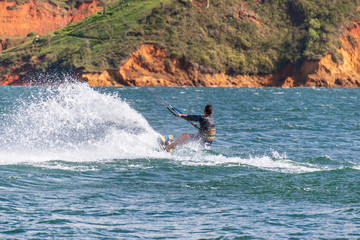 Kitesurfer in action