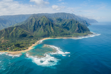 Beautiful aerial view of the kauai napali coast (Hawaii)