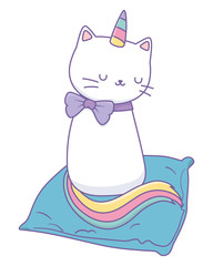 Unicorn cat cartoon vector design