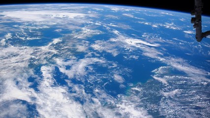 Planet Earth seen from the ISS. Space exploration of planet Earth at night. Elements of this video furnished by NASA.