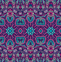 Abstract festive colorful floral vector ethnic tribal pattern