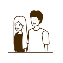 silhouette of couple of people smiling on white background