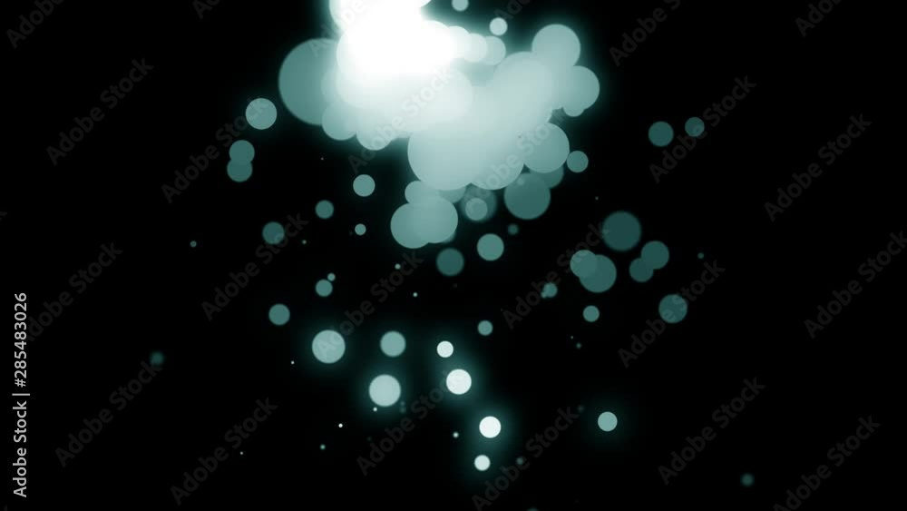 Poster beautiful abstraction of large and small shimmering colorful particles rotating and falling down on 