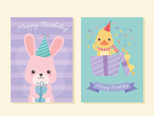 birthday card with little animals characters
