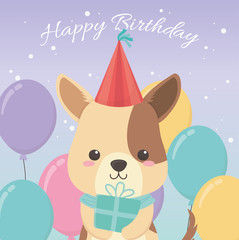 Obraz na płótnie Canvas birthday card with little dog character