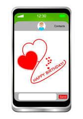 Smartphone with Happy Birthday message - 3D illustration