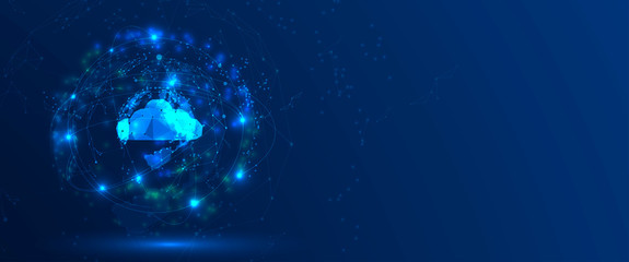 Cloud technology. Integrated digital web concept background