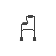 Walker for disabled vector icon. filled flat sign for mobile concept and web design. Orthopedic walker glyph icon. Symbol, logo illustration. Vector graphics