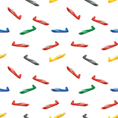 Color model of an old airplane flying in the sky. Seamless pattern. Vector illustration