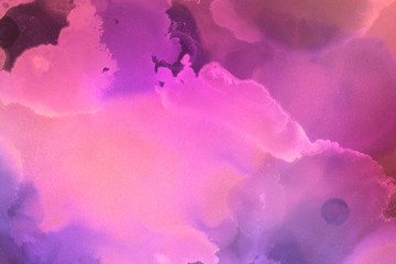 Colorful hand painted alcohol ink background. Abstract delicate texture. Contemporary wallpaper.