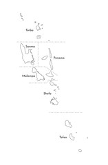 Obraz premium Vector isolated illustration of simplified administrative map of Vanuatu﻿. Borders and names of the provinces (regions). Black line silhouettes