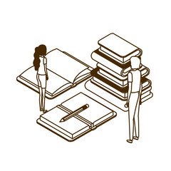 man with smartphone screen and stack books on white background