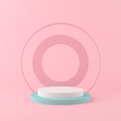 3d rendering geometry shapes mock up scene minimal concept, pastel color podium and background for product or perfume