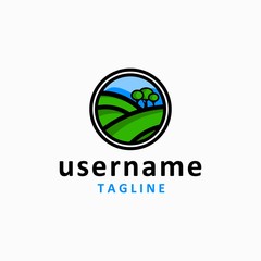 circle landscape logo design inspiration . circle view logo . modern field logo template . park logo design inspiration