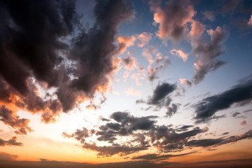 beautiful summer orange blue sunset  