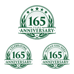 165 years anniversary logo set. 165th years anniversary celebration logotype. Vector and illustration.
