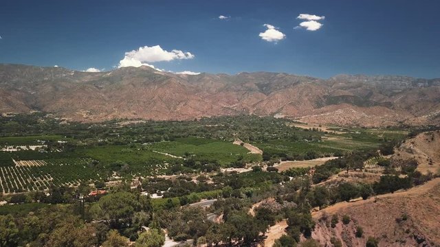 Aerial Shot of Ojai California with Olive Groves and Vineyards