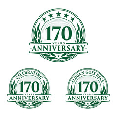 170 years anniversary logo set. 170th years anniversary celebration logotype. Vector and illustration.