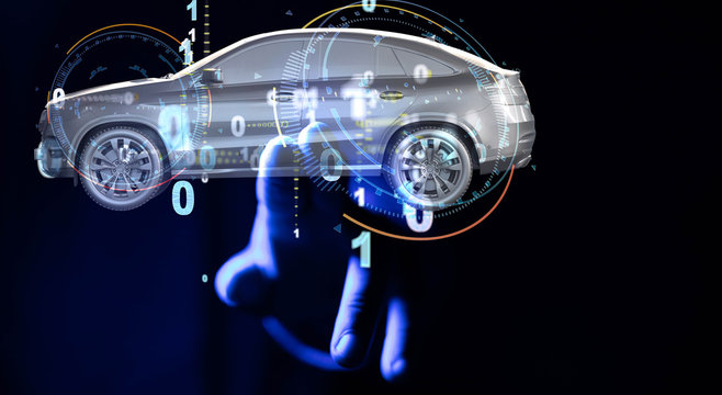 digital car technology smart in virtuel room