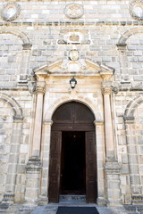 door from stone of a Greek church in Zakynthos island