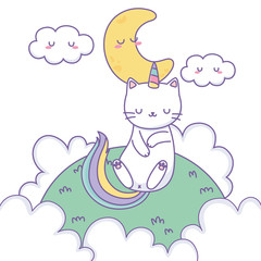Unicorn cat cartoon vector design