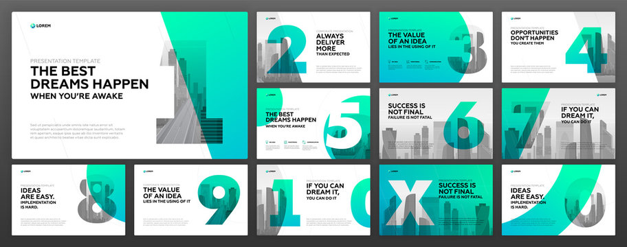 Powerpoint presentation templates set for Business. Use for modern keynote presentation background, brochure design, website slider, landing page, annual report, company profile.