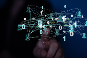 Lines connected with dots as social communication concept