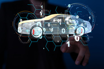 digital car technology smart in virtuel room
