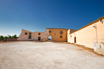 Entrance of the Romana del Tellaro villa in Sicily, Italy.