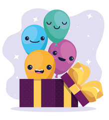 happy balloons kawaii inside present gifts decoration