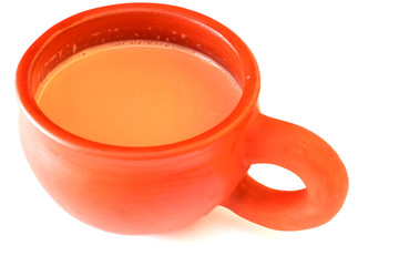 Tea served in a traditional clay cup